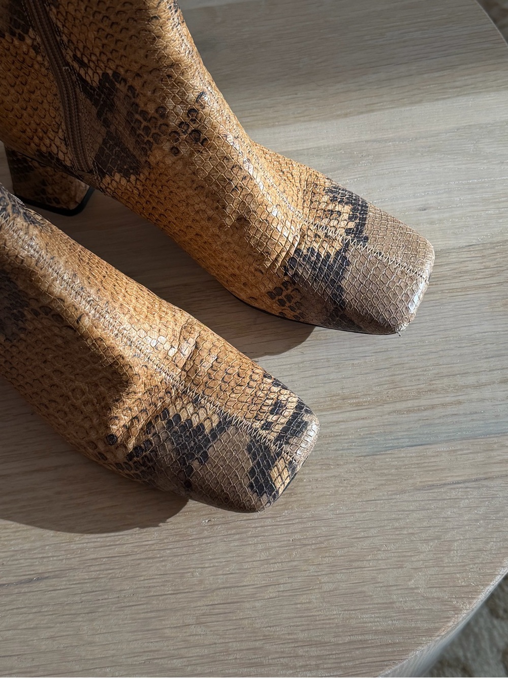 Vince Koren Snake-Print Leather Square-Toe Block-Heel Ankle Boots - Picture 3 of 8